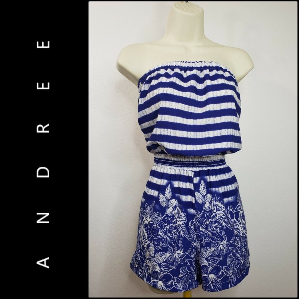 ANDREE WOMAN TUBE STRIPE ROMPER JUMPSUIT SMALL
